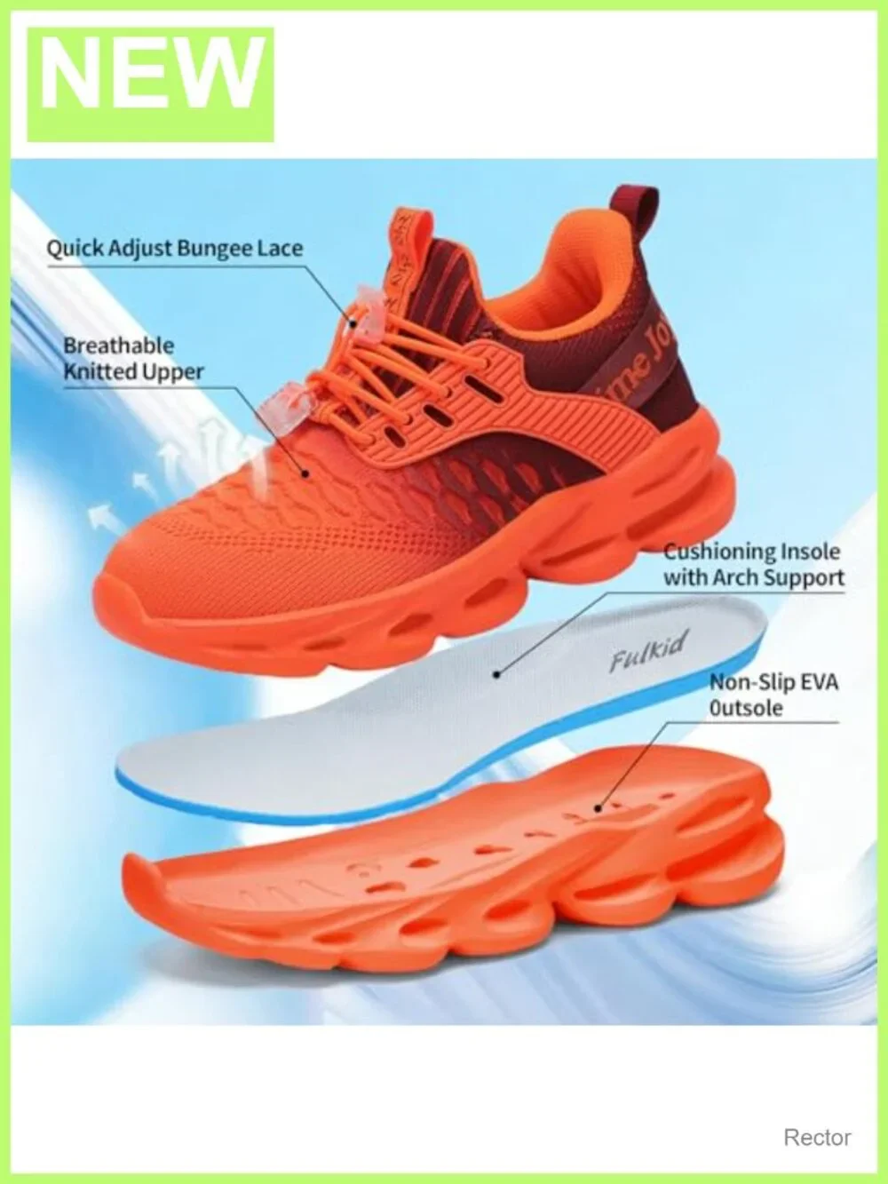Kids Lightweight Breathable Sneakers Slip On Bungee Lace Athletic Shoes